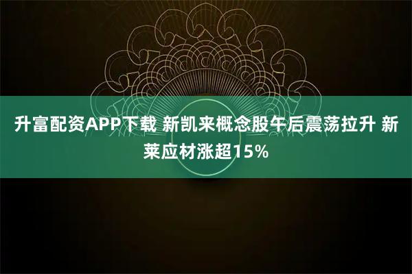 升富配资APP下载 新凯来概念股午后震荡拉升 新莱应材涨超15%