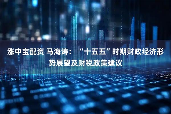 涨中宝配资 马海涛： “十五五”时期财政经济形势展望及财税政策建议